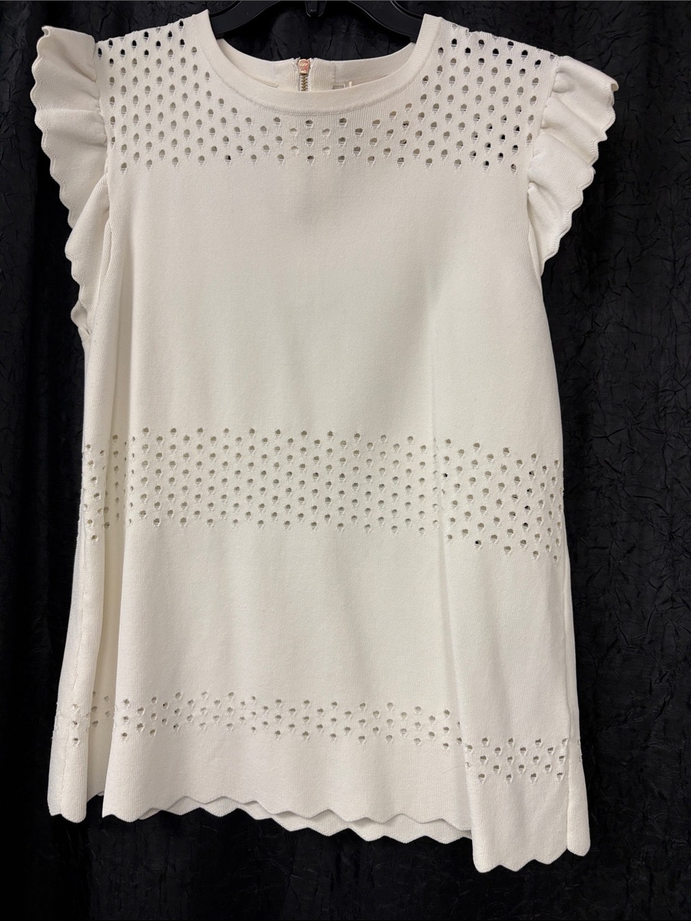 Ted Baker London Cream Eyelet Ruffle Sleeve Tunic Top